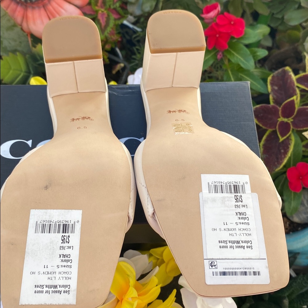 Coach Beige Block Heel Sandals - Picture 4 of 8